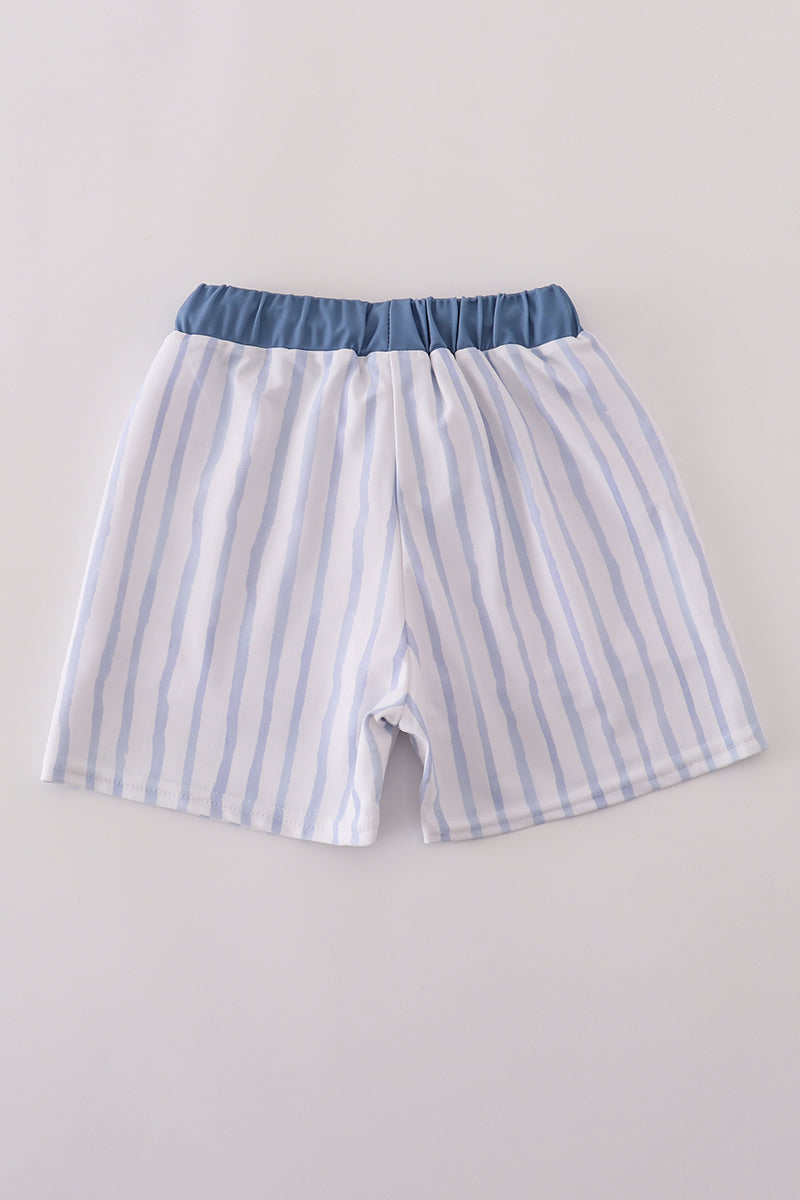 Blue stripe boy swim trunks UPF50+