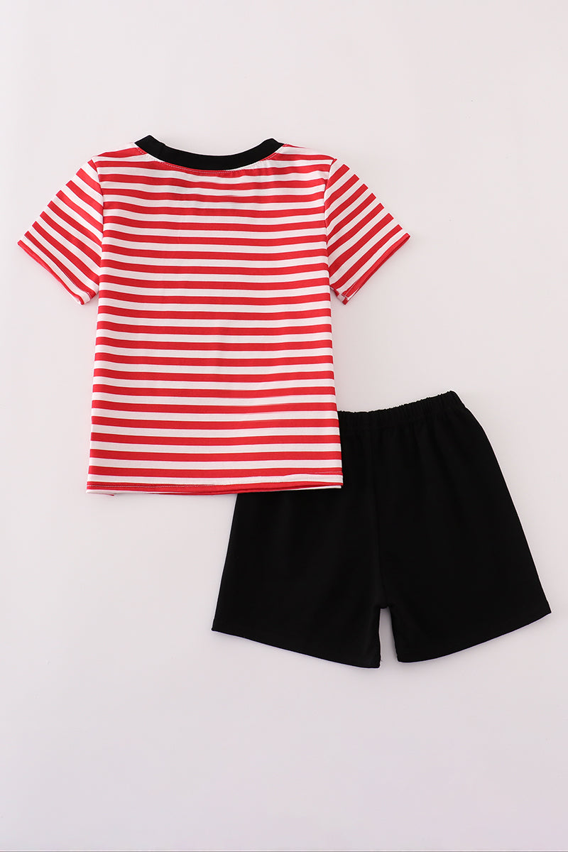 Red Georgia bulldog sequin stripe shorts set