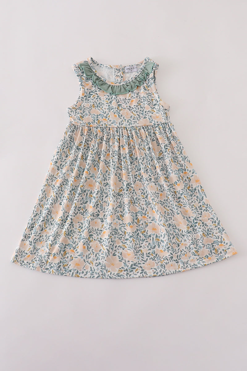 Fall floral print ruffle mom&me dress