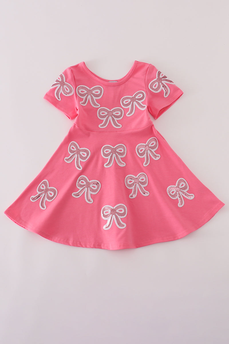 Pink bow sequin dress