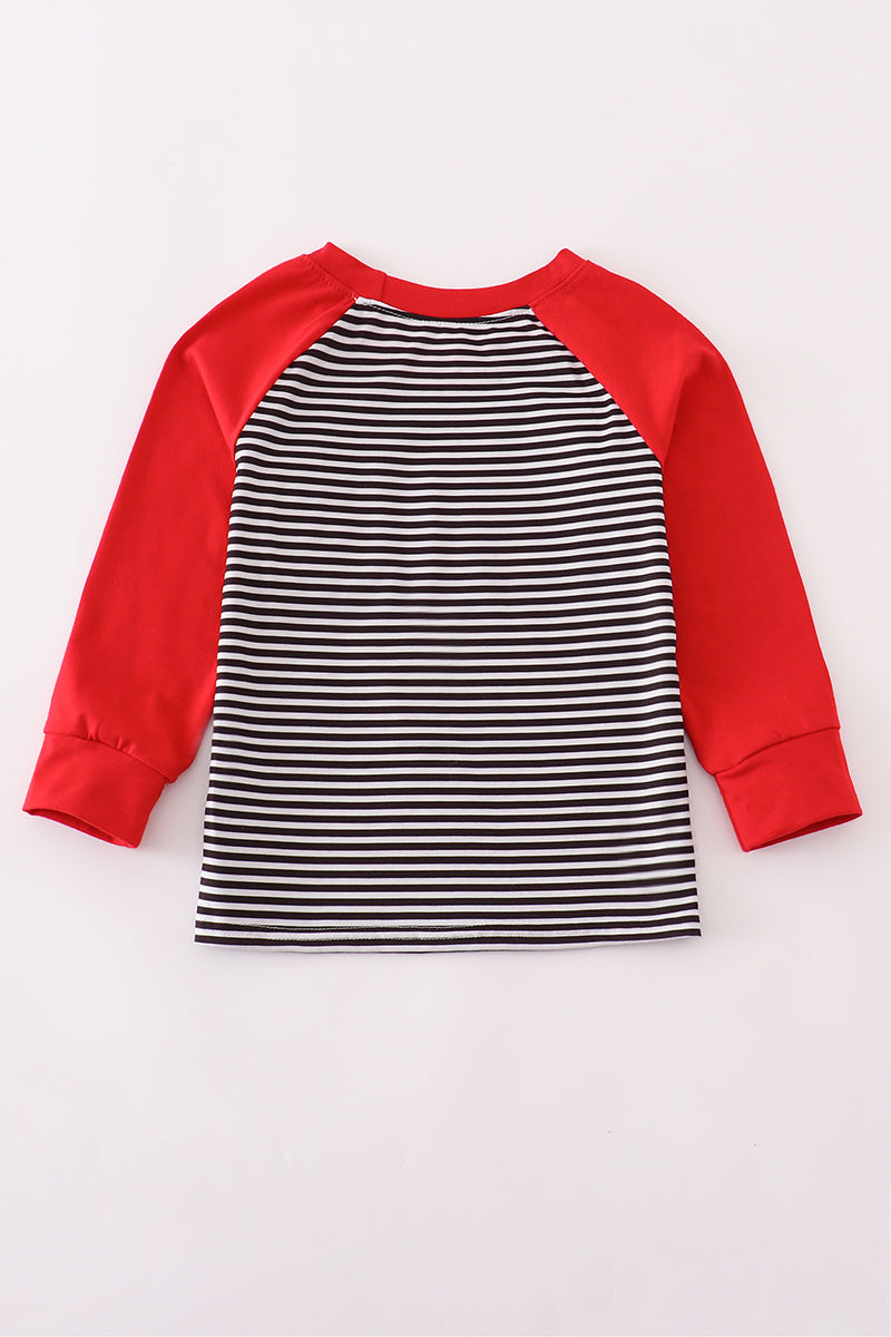 Georgia bulldog embroidery stripe top