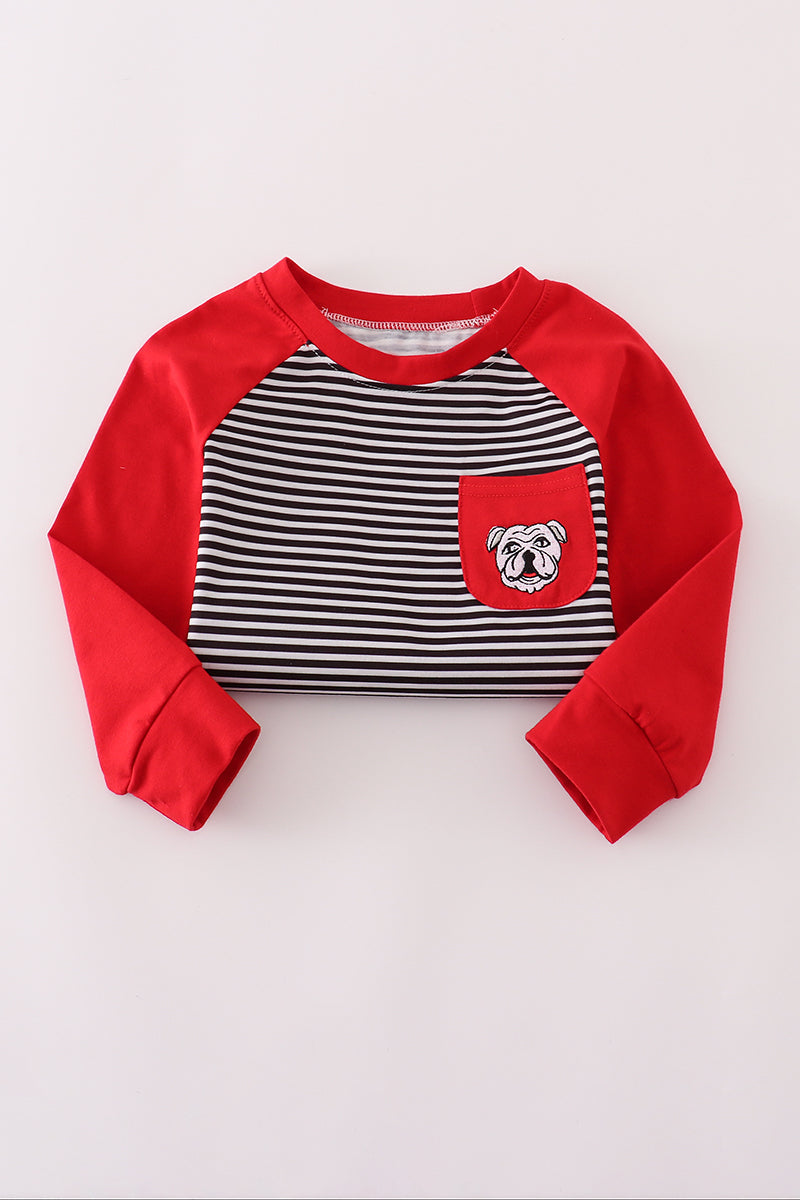 Georgia bulldog embroidery stripe top