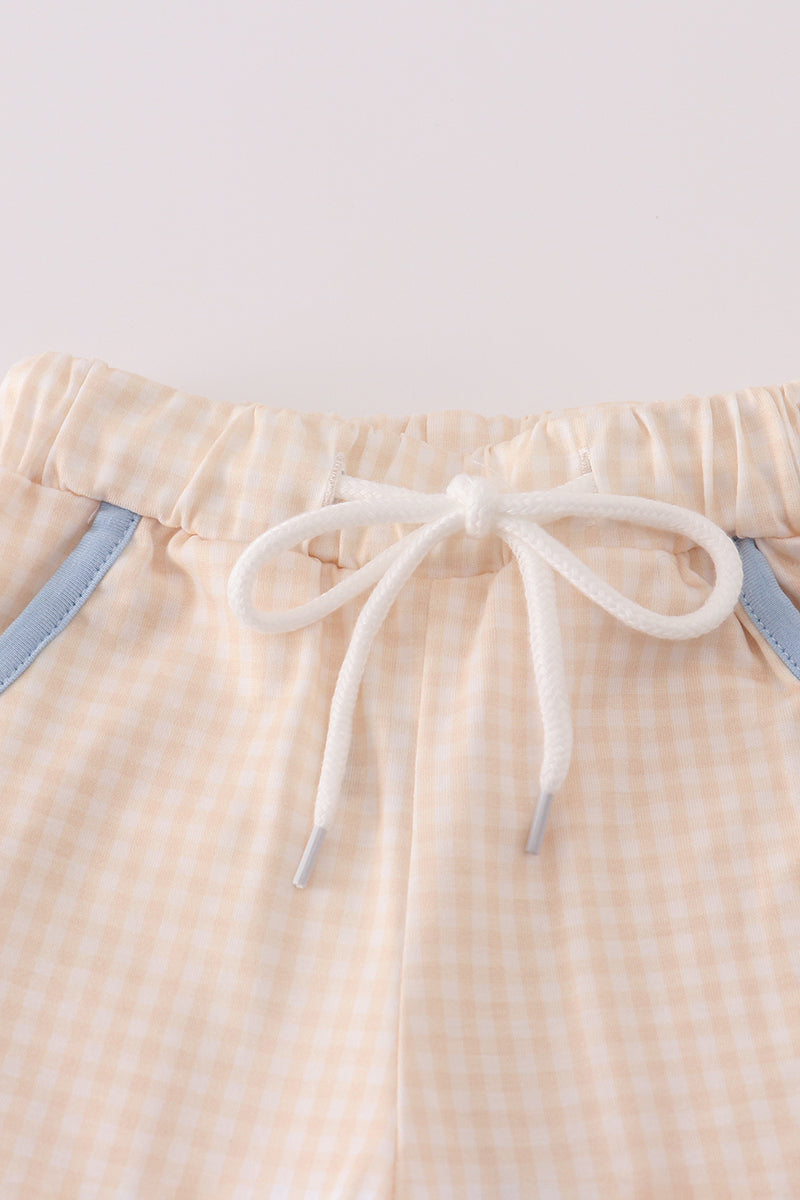 Blue pumpkin french knot shorts set