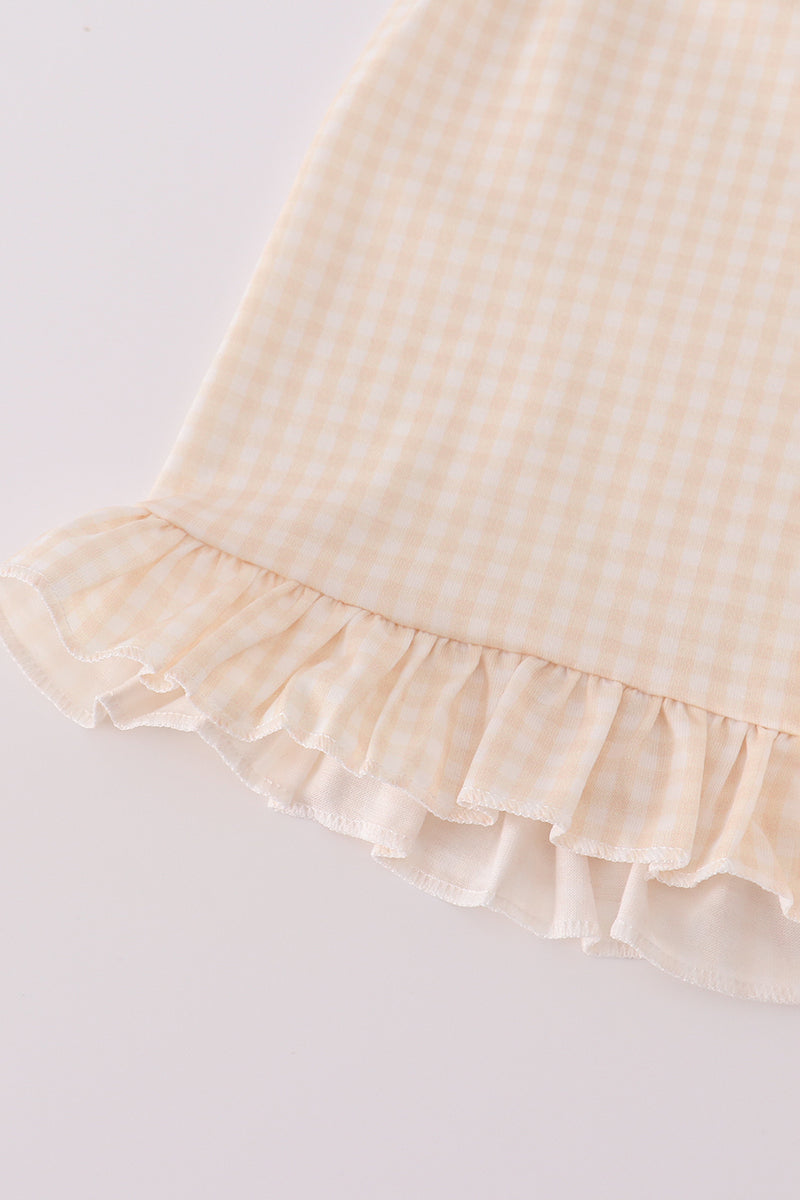 Blue pumpkin french knot ruffle shorts set