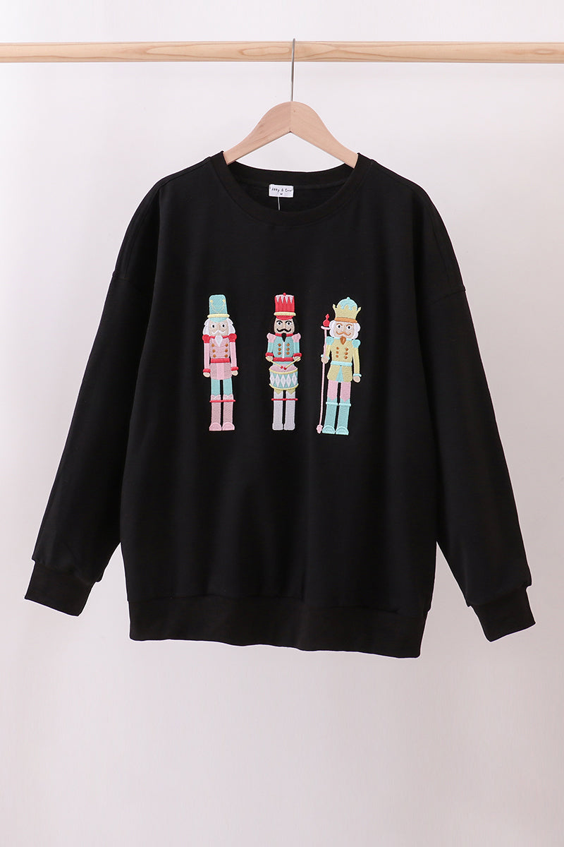 Black nutcracker embroidery mom &me top