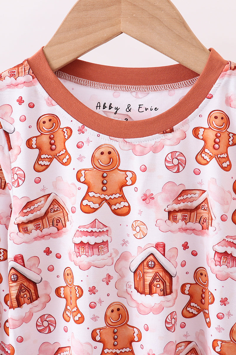 Brown gingerbread house bamboo pajmas romper