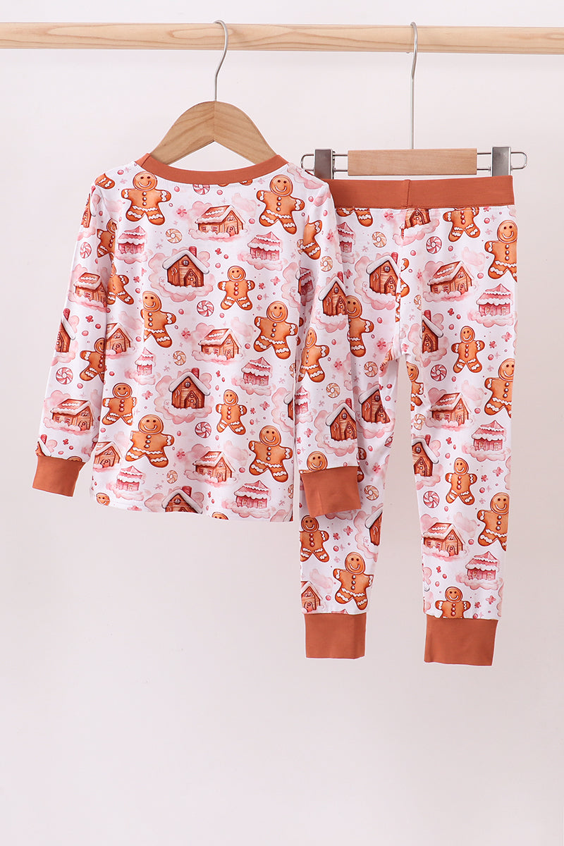 Brown gingerbread house bamboo pajmas romper