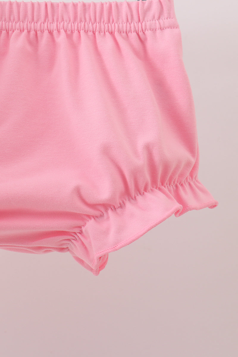 Pink santa claus embroidery ruffle bloomer set