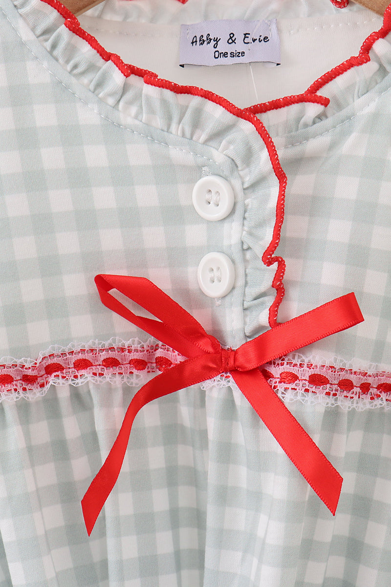 Sage ribbon bow gingham gown
