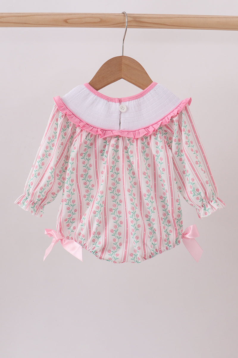 Floral tulip smocked bow bubble