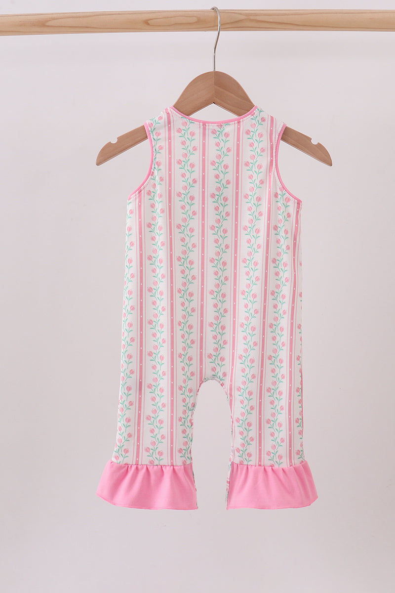 Floral tulip smocked ruffle romper