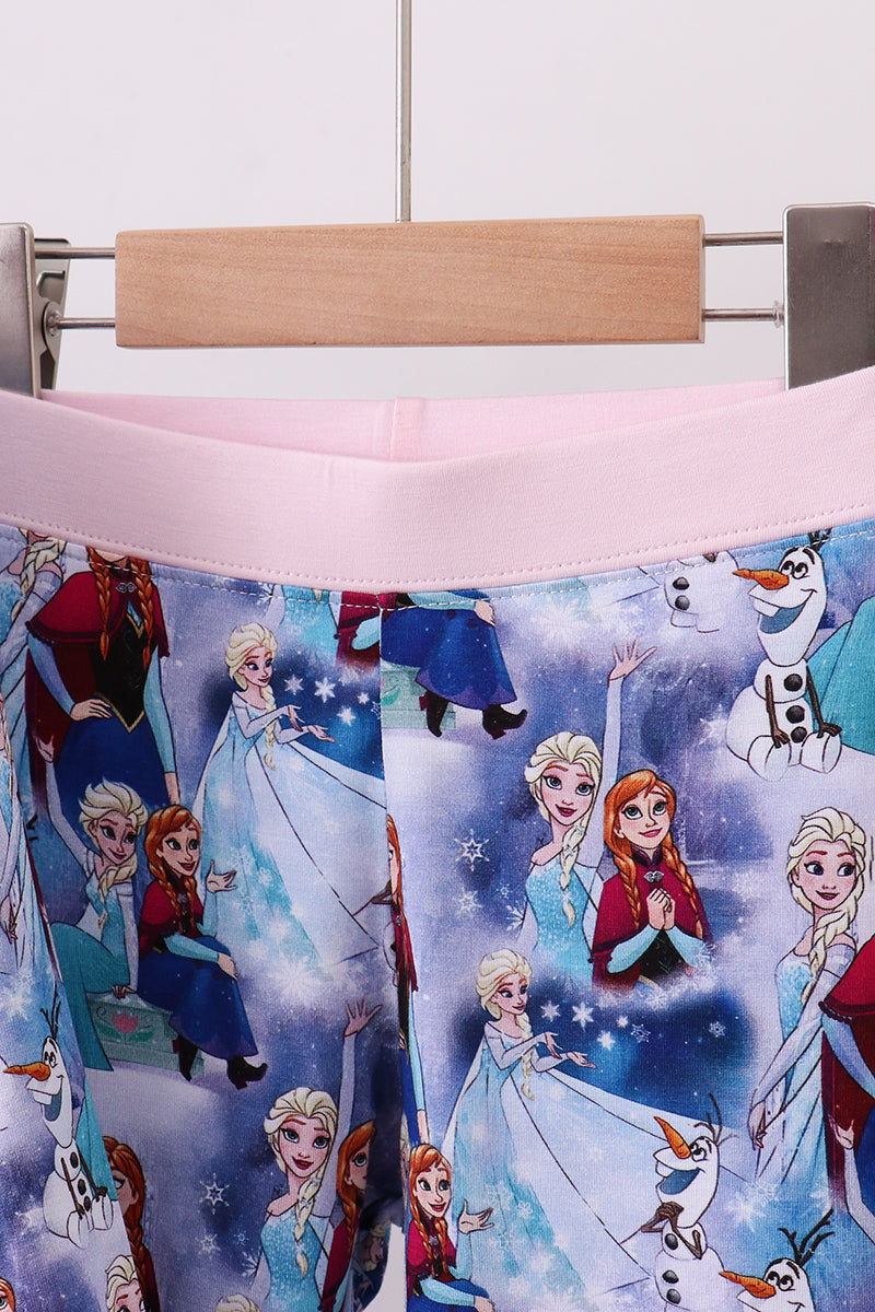 Blue frozen print bamboo pajama pants set