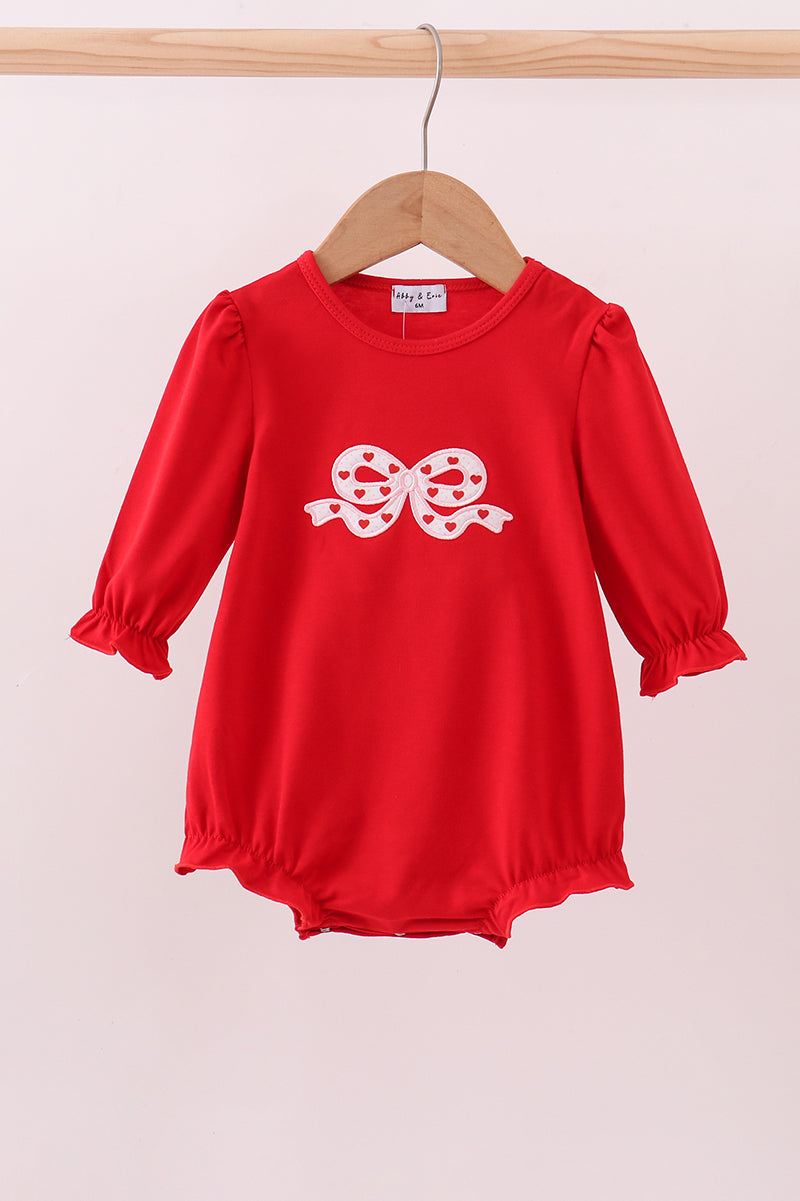 Red bow applique bubble
