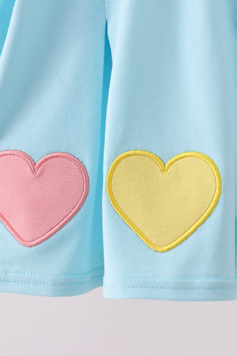 Blue heart applique bloomer set