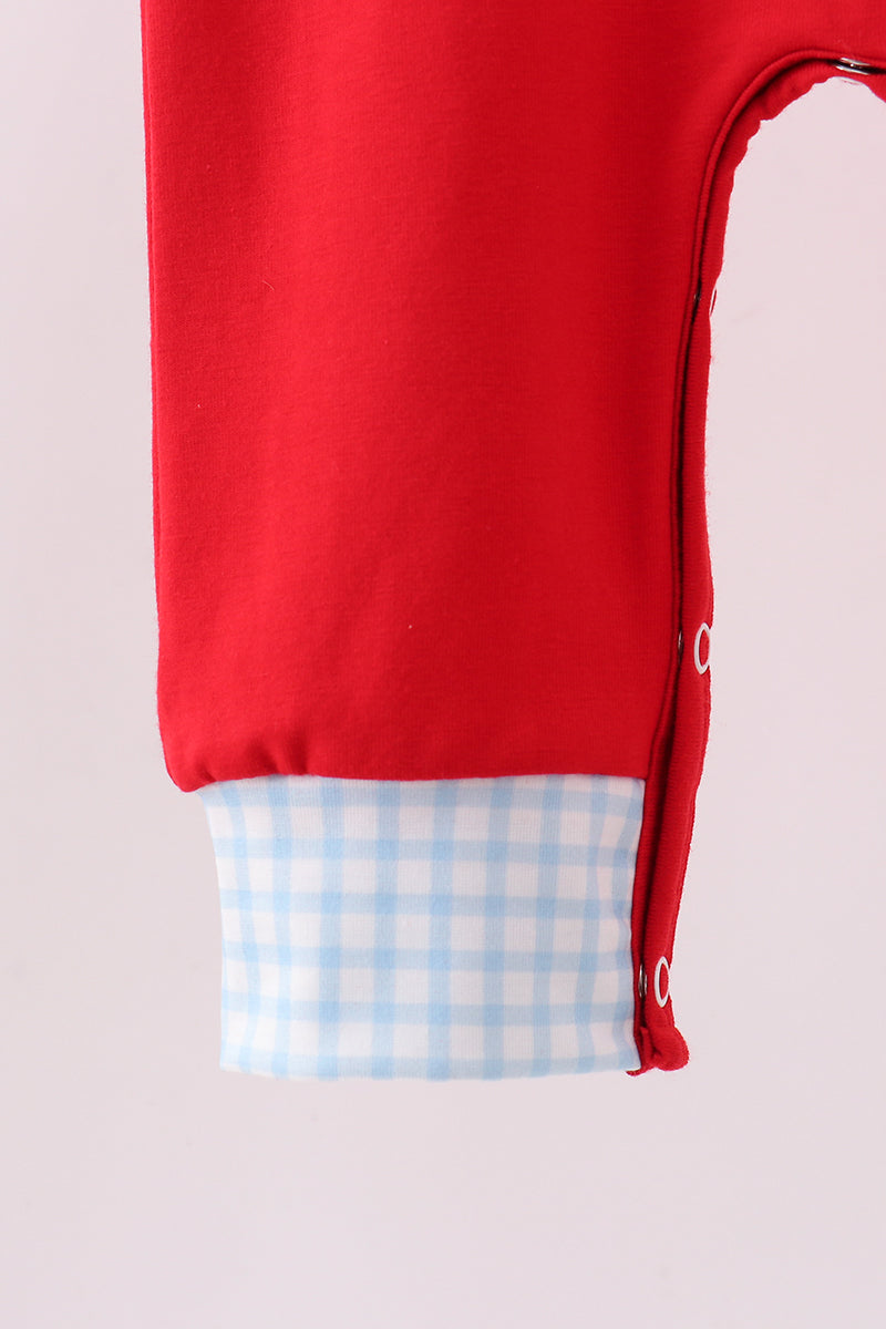 Red character embroidery romper
