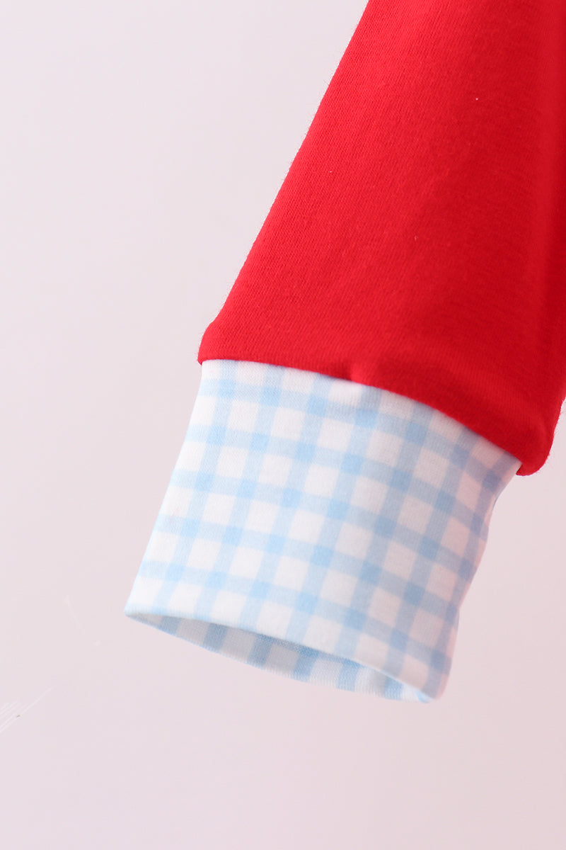 Red character embroidery romper