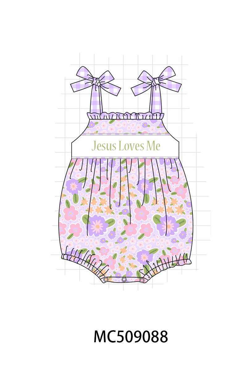PO65 Purple floral Jesus loves Me embroidery collection