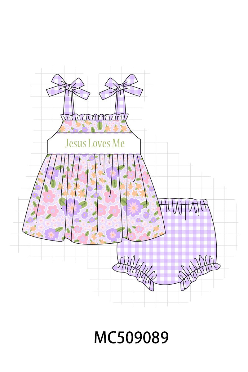 PO65 Purple floral Jesus loves Me embroidery collection