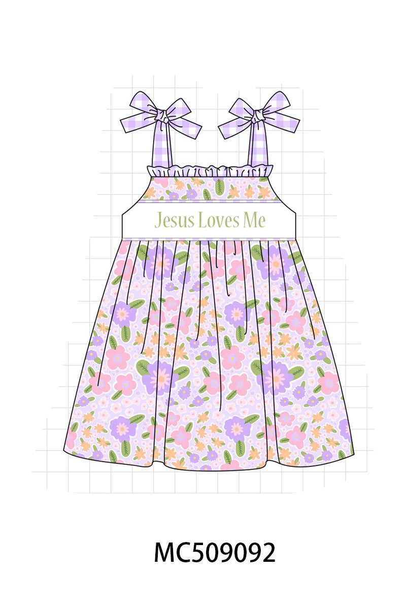 PO65 Purple floral Jesus loves Me embroidery collection