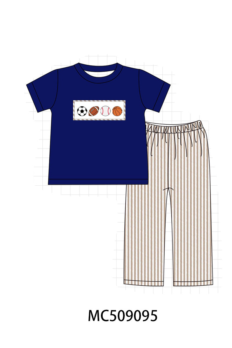 PO65 Navy stripe sports ball embroidery collection