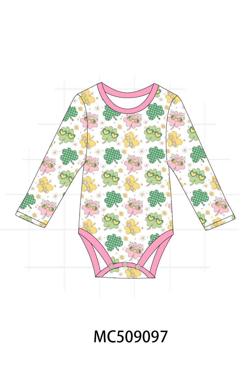 PO65 Green St. Patricks clover print bamboo collection