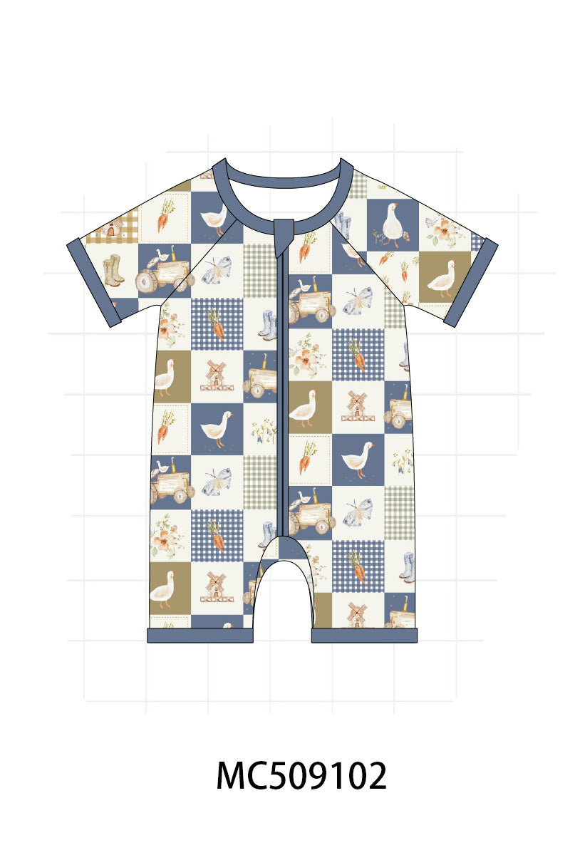 PO65 Navy farm checkered bamboo collection