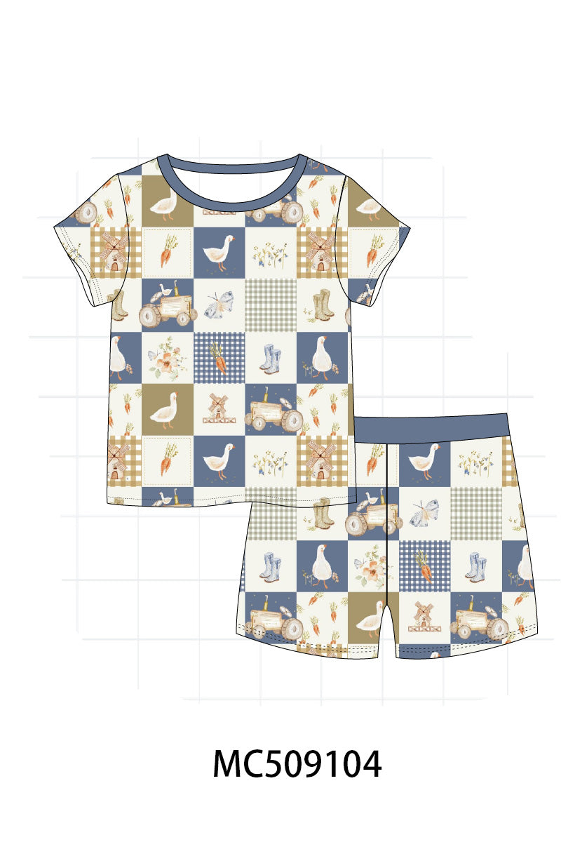PO65 Navy farm checkered bamboo collection