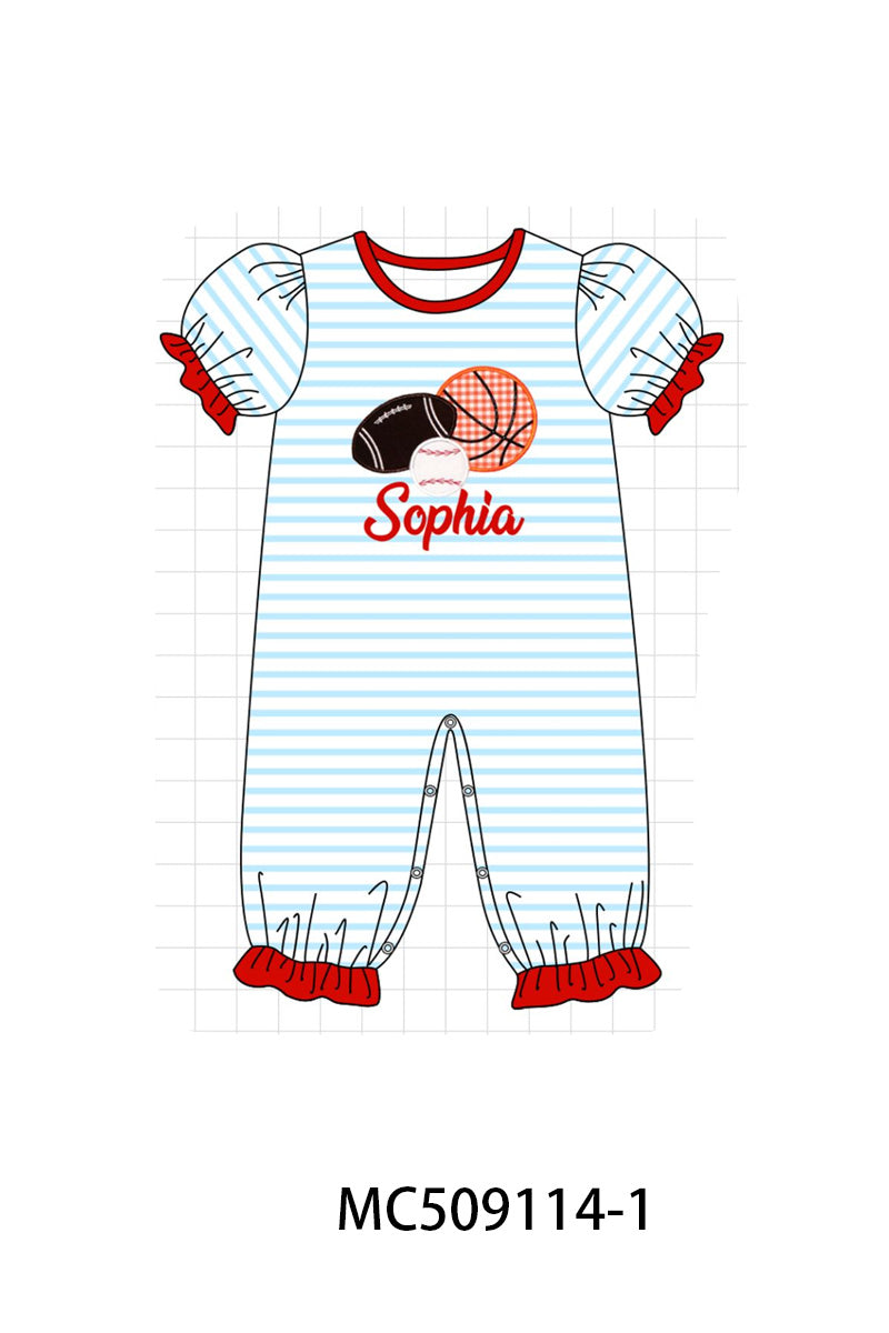PO65 Red stripe sports ball monogram embroidery collection