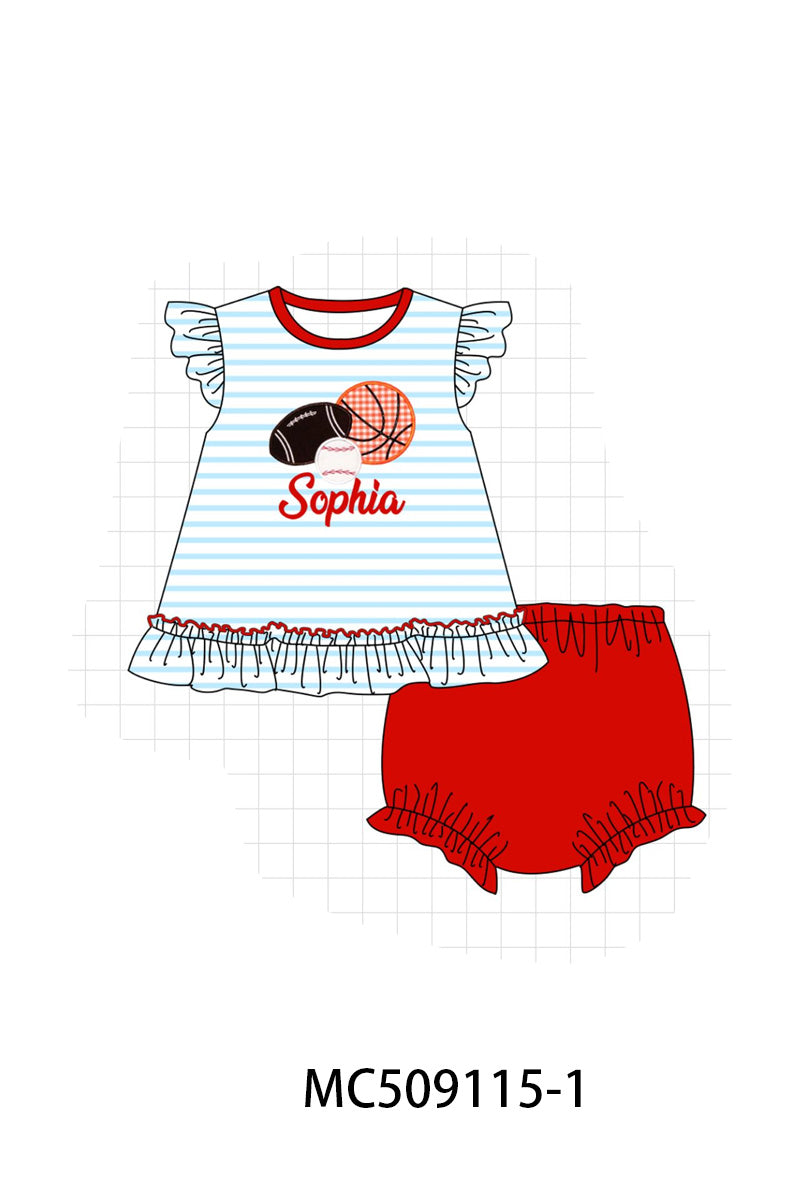 PO65 Red stripe sports ball monogram embroidery collection