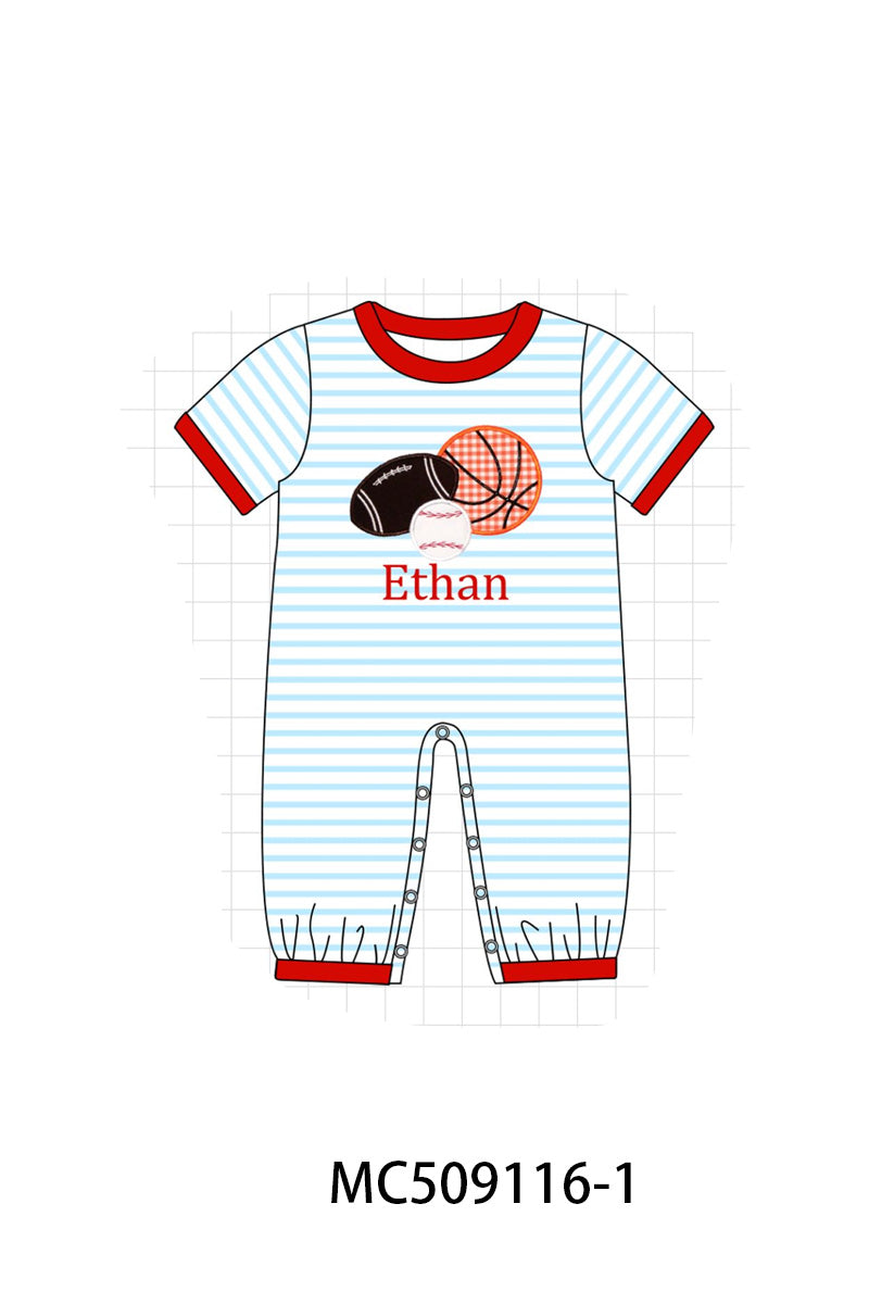 PO65 Red stripe sports ball monogram embroidery collection
