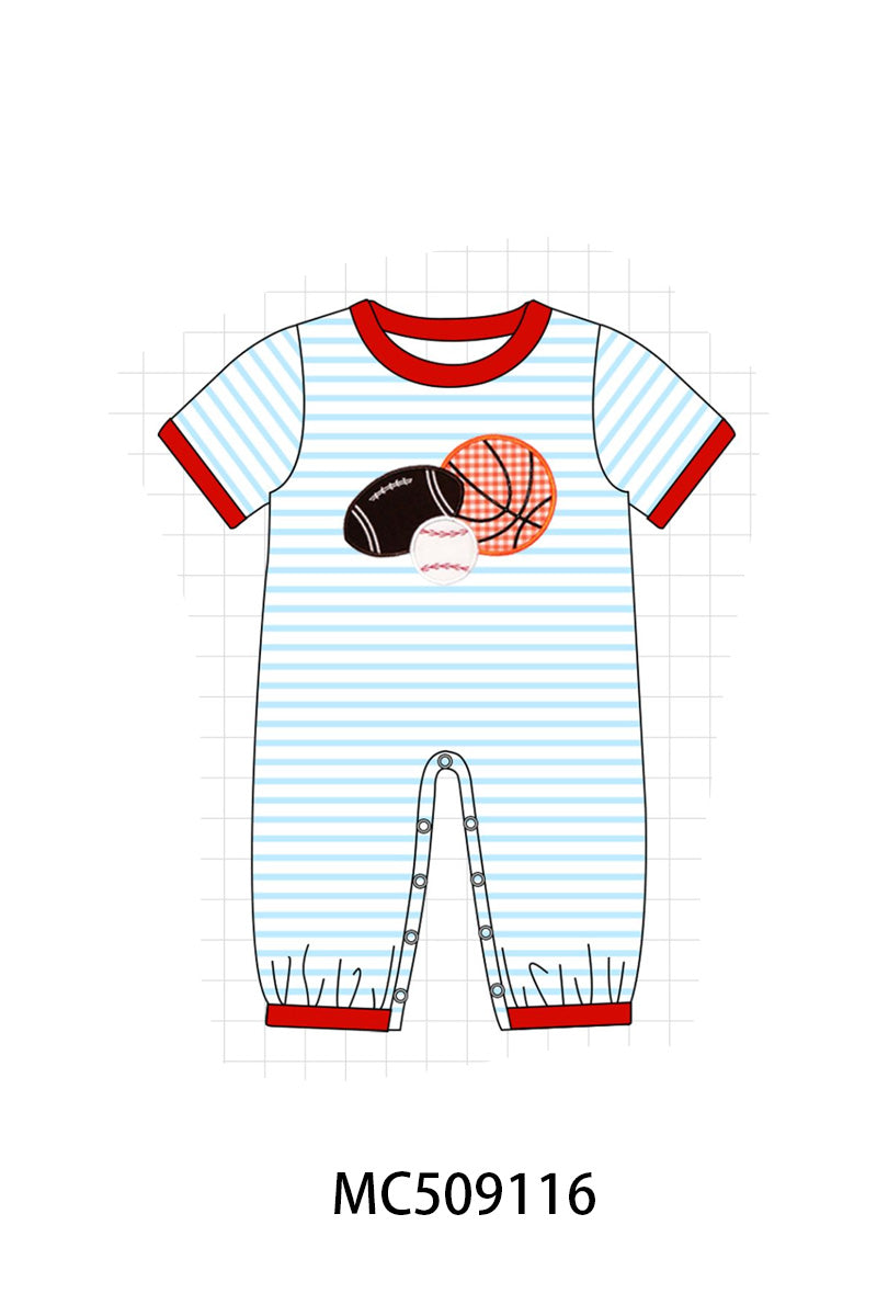 PO65 Red stripe sports ball applique collection