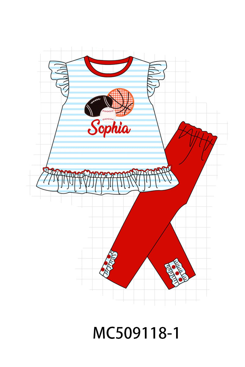 PO65 Red stripe sports ball monogram embroidery collection