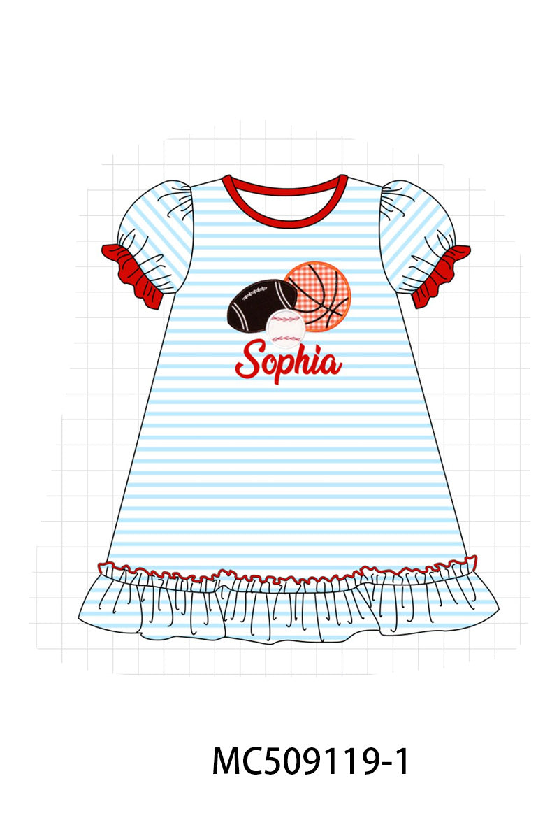 PO65 Red stripe sports ball monogram embroidery collection
