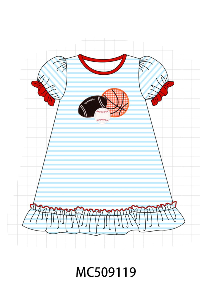 PO65 Red stripe sports ball applique collection