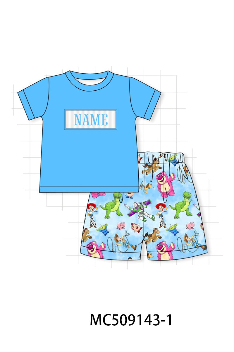 PO65 Blue character monogram smocked collection