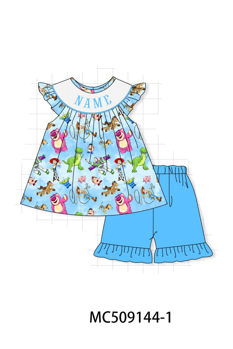 PO65 Blue character monogram smocked collection