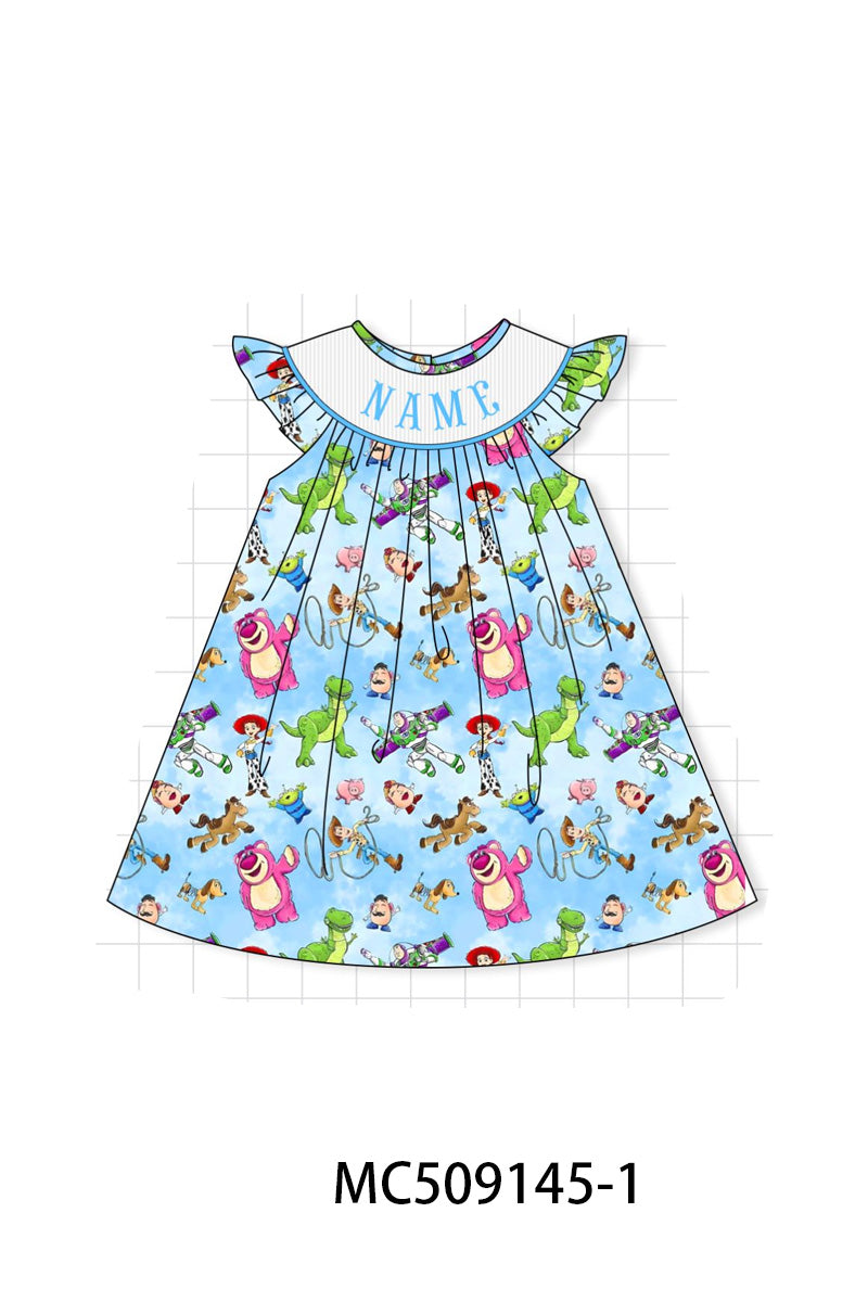PO65 Blue character monogram smocked collection