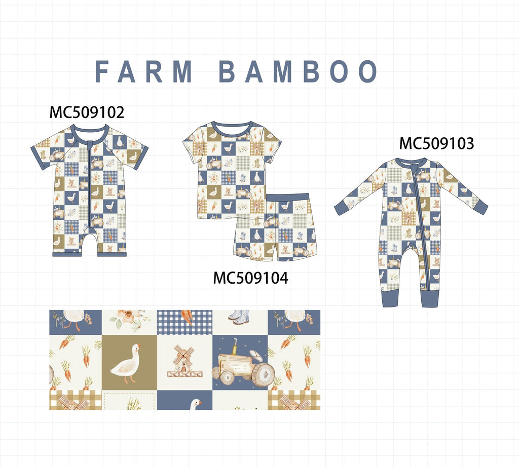 PO65 Navy farm checkered bamboo collection