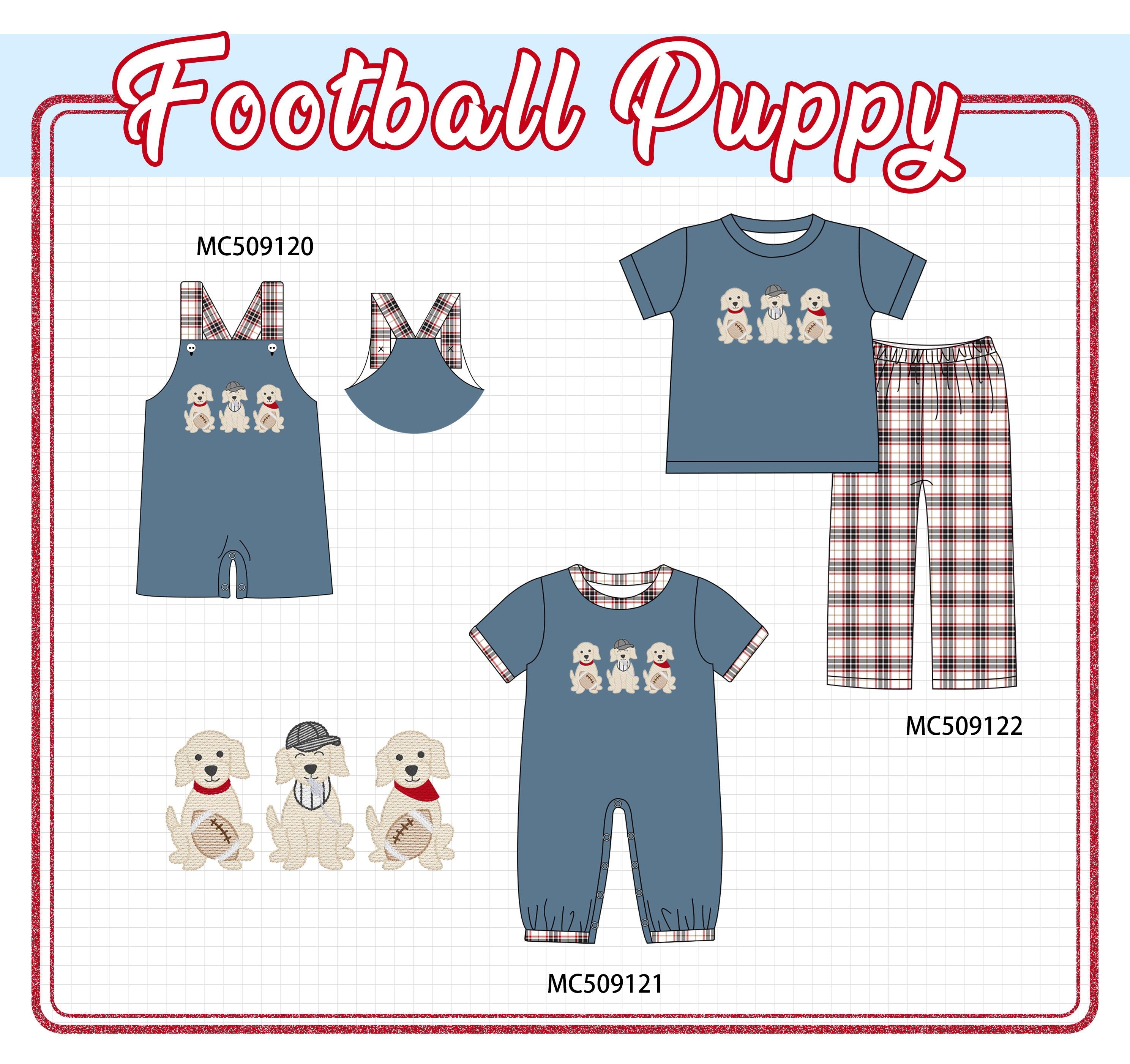 PO65 Navy puppy football applique collection