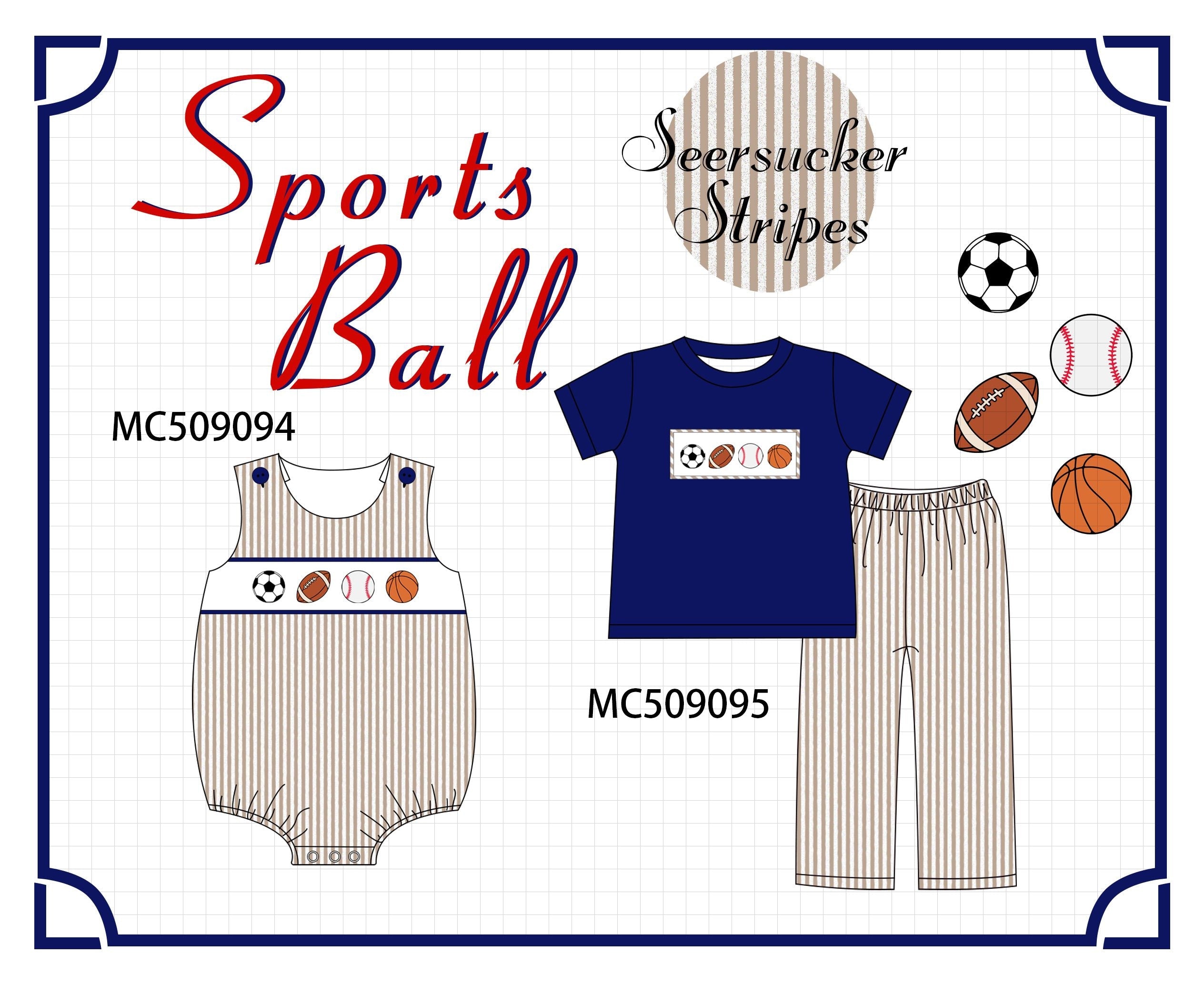 PO65 Navy stripe sports ball embroidery collection