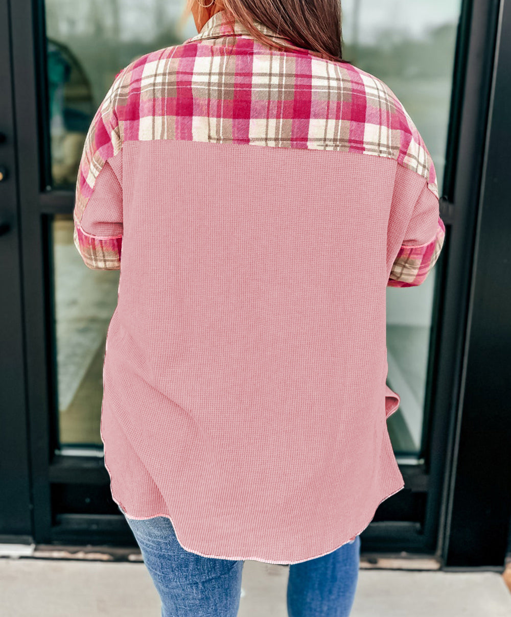 Pink Plaid Patchwork Plus Top September.