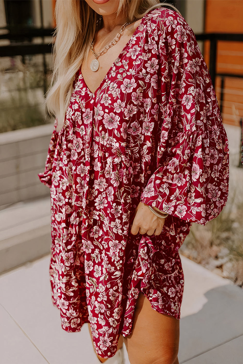 Purple Floral Plus Size Relaxed Dress LT