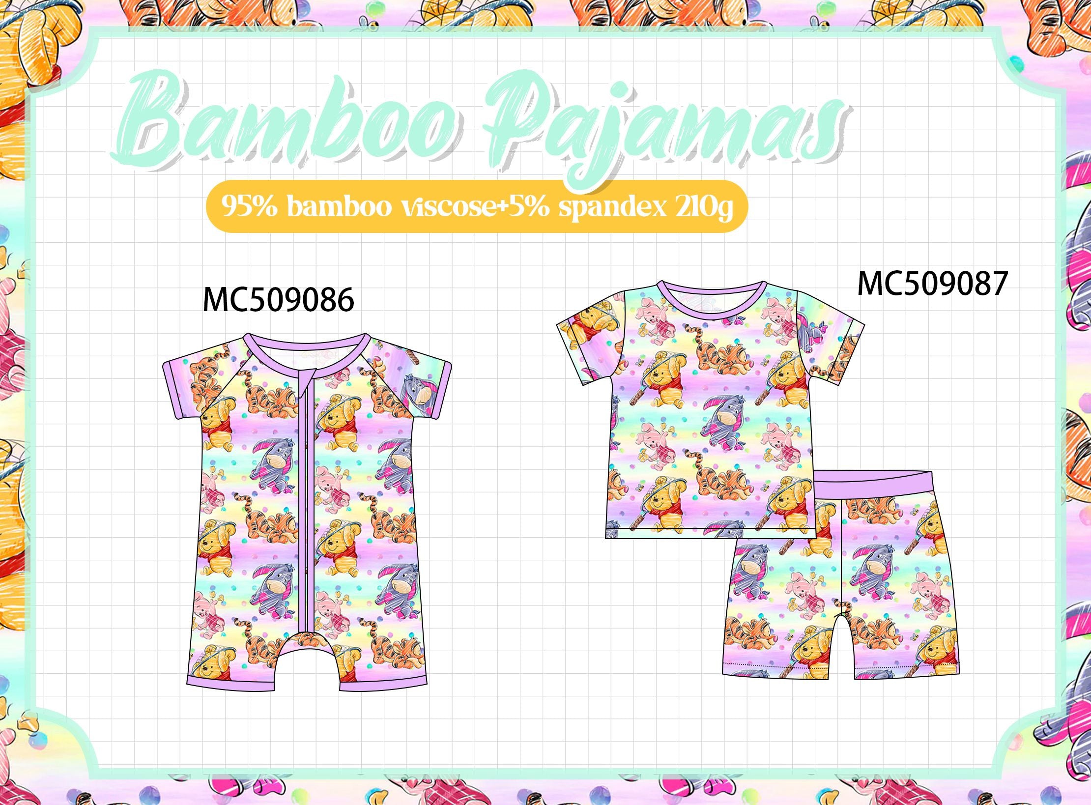 PO65 Purple character bamboo pajamas collection