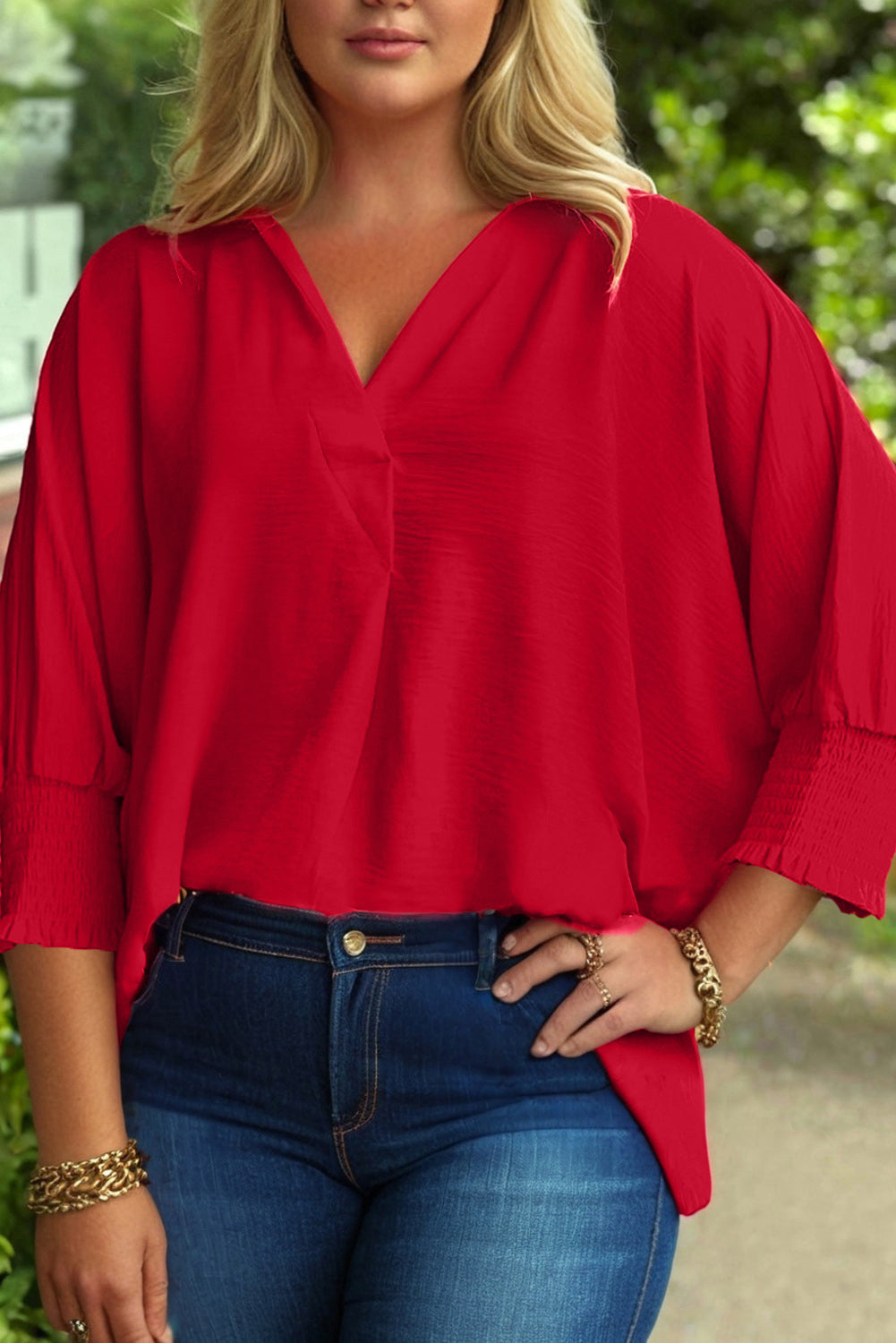 Red Plus Size Tunic Blouse FB