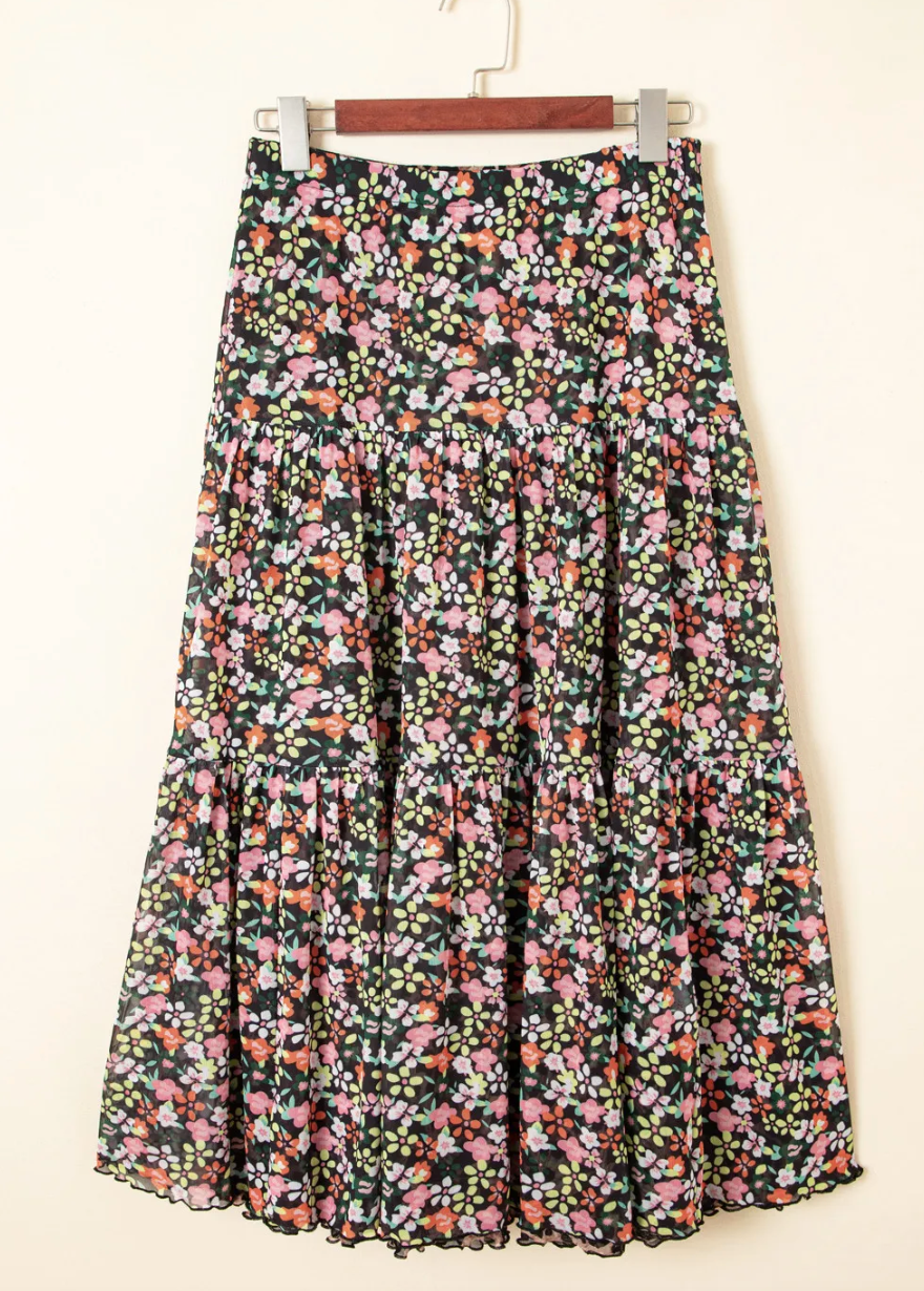 LEOPARD FLORAL REVERSIBLE MAXI SKIRT RTS
