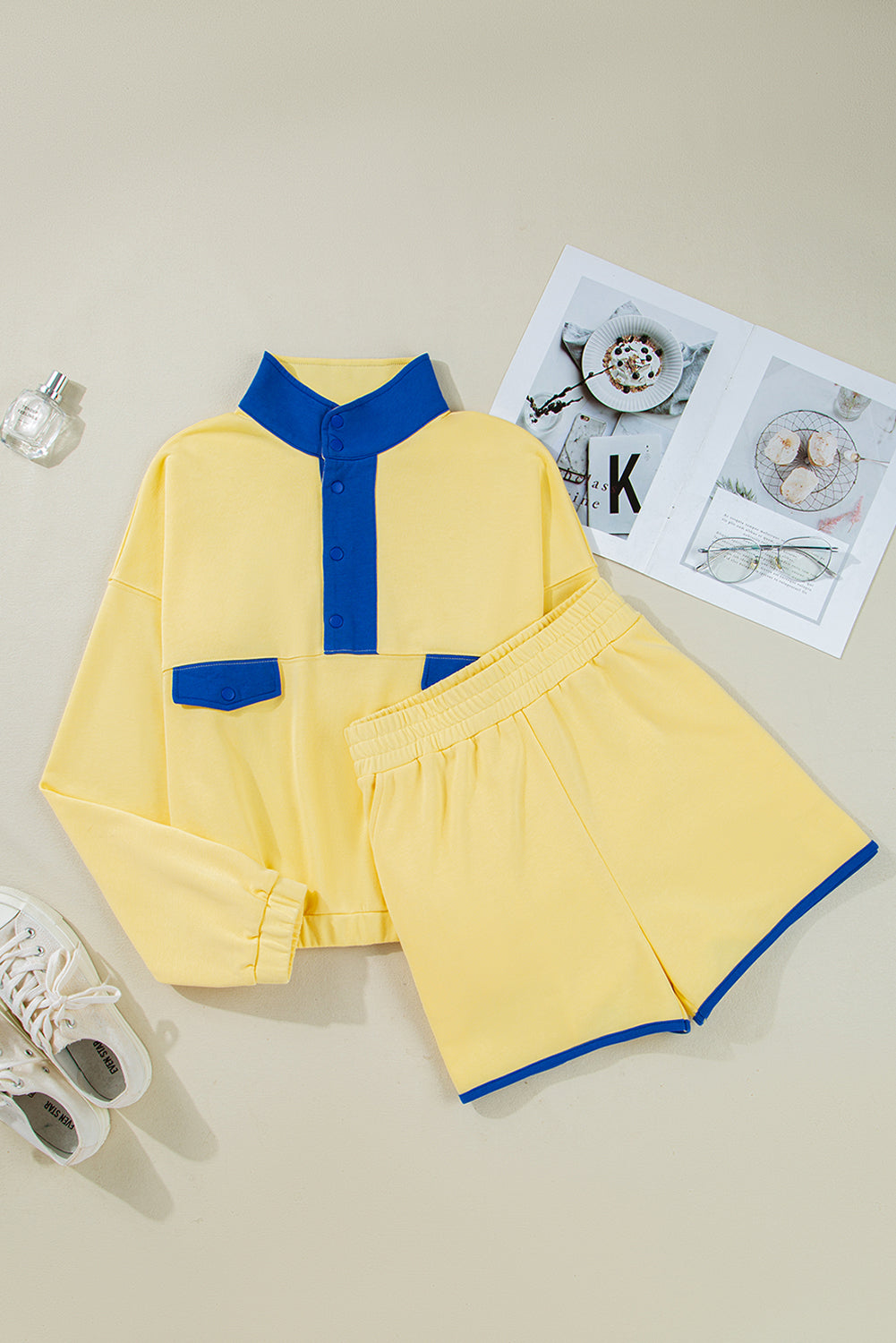 Yellow Colorblock Shorts Set LT